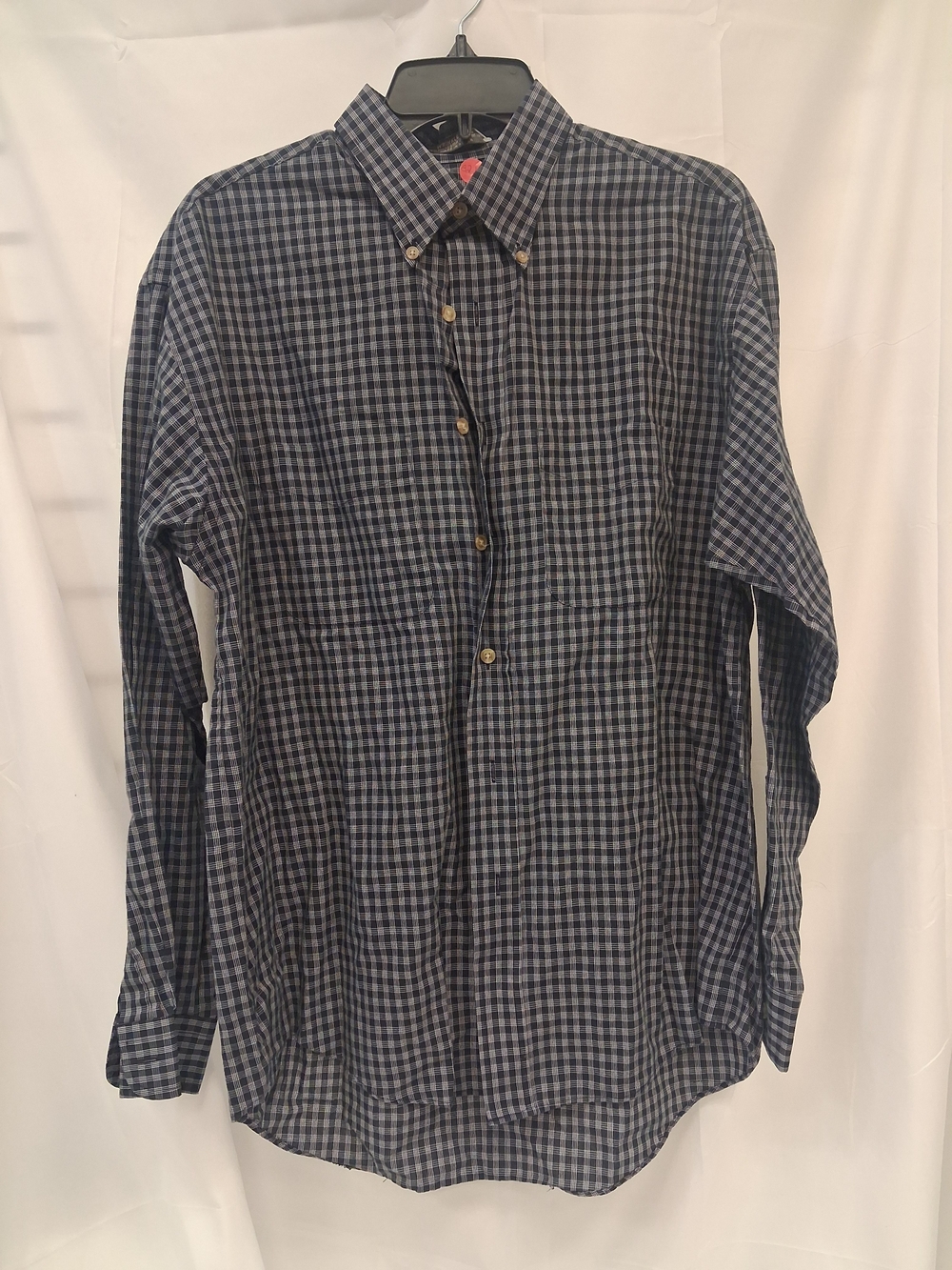 Van Heusen Men's Navy and Gray Check Button-Down Shirt